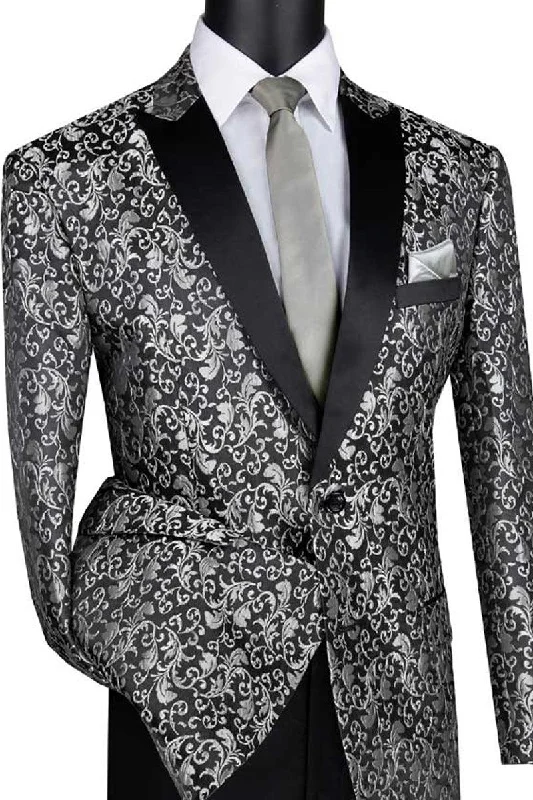 "Elevate Your Prom or Wedding: Vinci's Silver-Gray Paisley Embroidered Tuxedo Sport Coat for Unforgettable Style" Lapel Coat Peter Pan Collar Coat Cowl Neck Coat "Elevate Your Prom or Wedding: Vinci's Silver-Gray Paisley Embroidered Tuxedo Sport Coat for Unforgettable Style" Lapel Coat Peter Pan Collar Coat Cowl Neck Coat