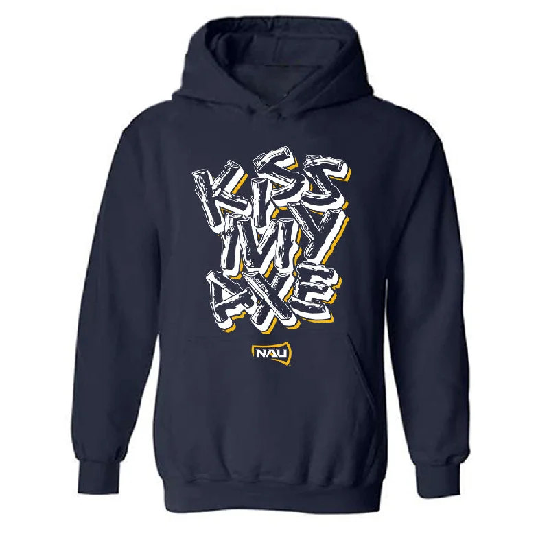 Northern Arizona - NCAA Women's Track & Field : Odessa Zentz - Kiss My Axe V1 Classic Shersey Hooded Sweatshirt Hoodie with Double Zipper Versatile Adjustable