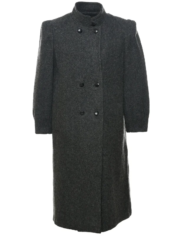 Double Breasted Wool Coat - M Mesh Canvas Denim