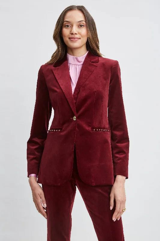 Single Button Velvet Blazer Women's Lightweight Blazer