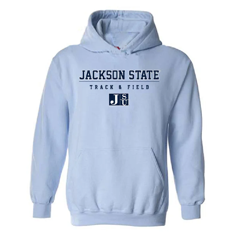 Jackson State - NCAA Women's Track & Field : Derriana Moss - Classic Shersey Hooded Sweatshirt Hoodie with Drop Shoulder Relaxed Streetwear Jackson State - NCAA Women's Track & Field : Derriana Moss - Classic Shersey Hooded Sweatshirt Hoodie with Drop Shoulder Relaxed Streetwear