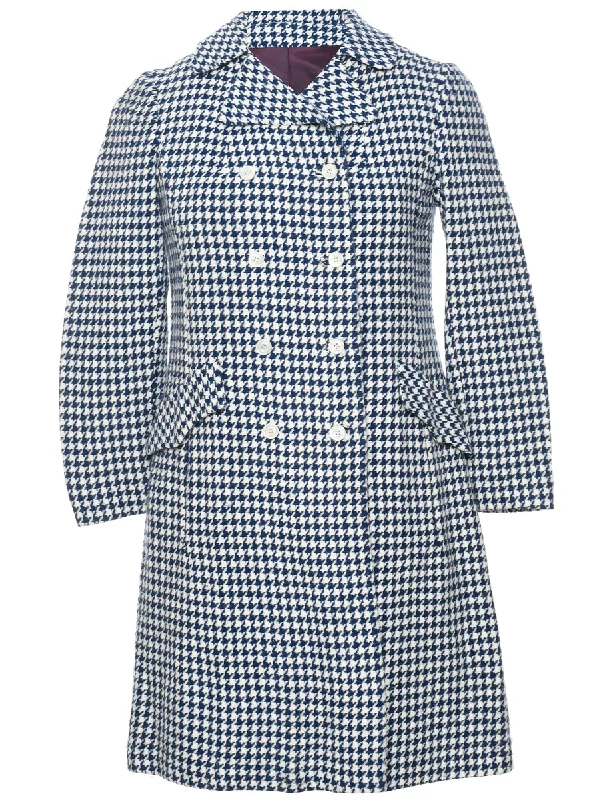A Houndstooth Check Wool Coat - M A-Line Ball Gown Mermaid