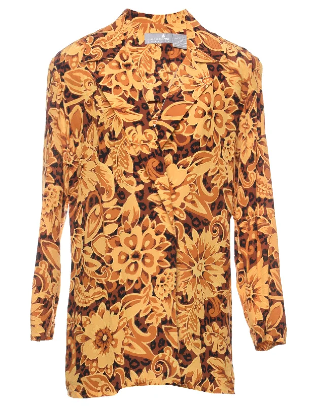 Liz Claiborne Floral Pattern 1970s Style Blazer - M Women's Banquet Suit