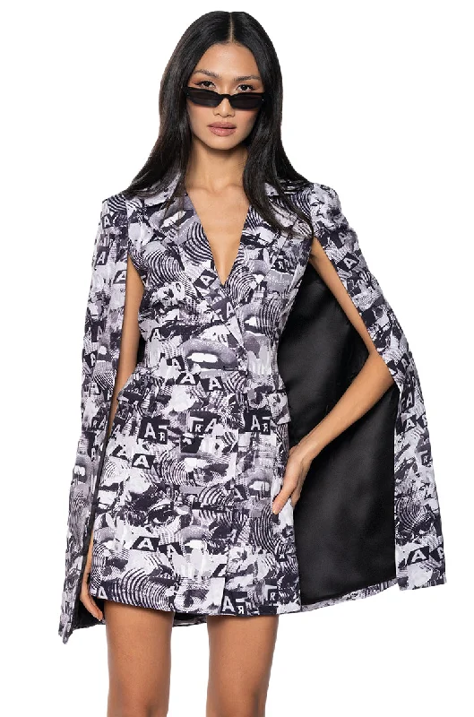 READ ALL ABOUT IT PRINTED BLAZER DRESS Women's Boutique Suit