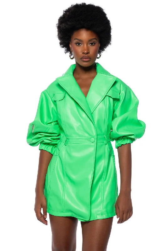 SHE'S SOPHISTICATED PU BLAZER DRESS Women's Travel Jacket