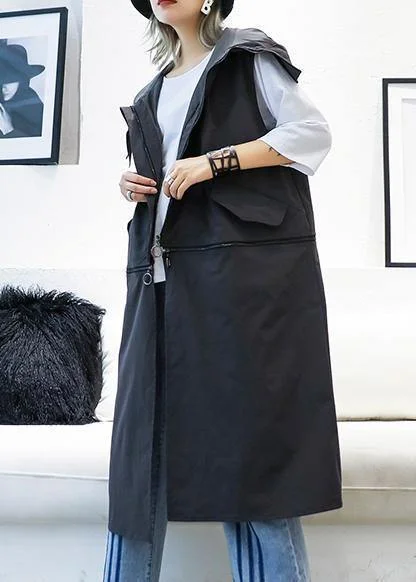 vintage plus size medium length sleeveless coats black hooded zippered coat Hooded Jacket Zipper Jacket Button Jacket vintage plus size medium length sleeveless coats black hooded zippered coat Hooded Jacket Zipper Jacket Button Jacket