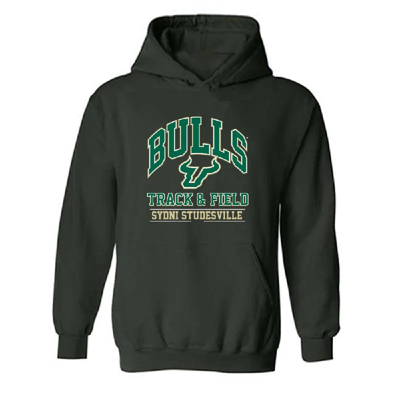 USF - NCAA Women's Track & Field : Sydni Studesville - Classic Fashion Shersey Hooded Sweatshirt Hoodie with Raglan Sleeves Sporty Comfortable