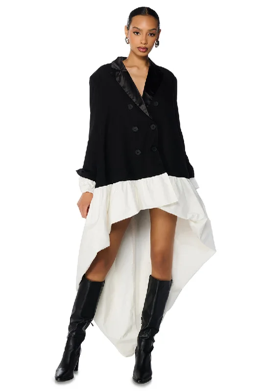 HERE FOR IT HIGH LOW OVERSIZED BLAZER DRESS Women's Trench Blazer