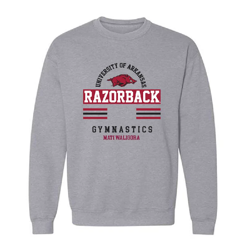 Arkansas - NCAA Women's Gymnastics : Mati Waligora - Classic Fashion Shersey Crewneck Sweatshirt Hoodie with Side Slits Relaxed Casual