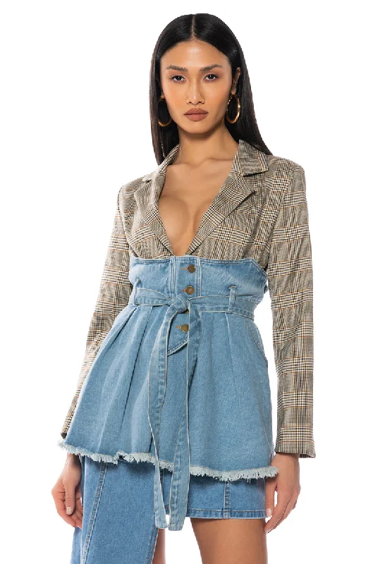 LILIANA MIXED MEDIA PEPLUM BLAZER Women's Vintage Suit
