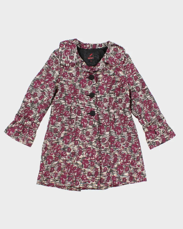 Rocket Floral Coat - L Peter Pan Collar Cowl Neck Turtleneck