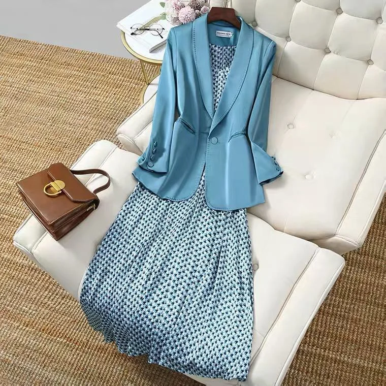 Willa A Line Dress with Blazer Women's Stripe Blazer
