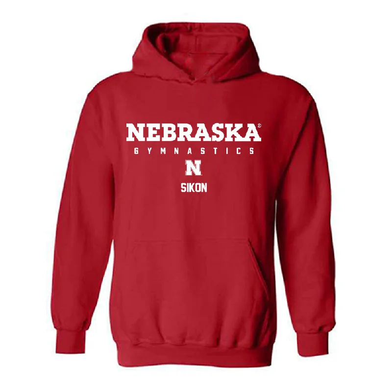 Nebraska - NCAA Women's Gymnastics : Isabel Sikon - Classic Shersey Hooded Sweatshirt Hoodie with Hidden Zipper Minimalist Clean Nebraska - NCAA Women's Gymnastics : Isabel Sikon - Classic Shersey Hooded Sweatshirt Hoodie with Hidden Zipper Minimalist Clean