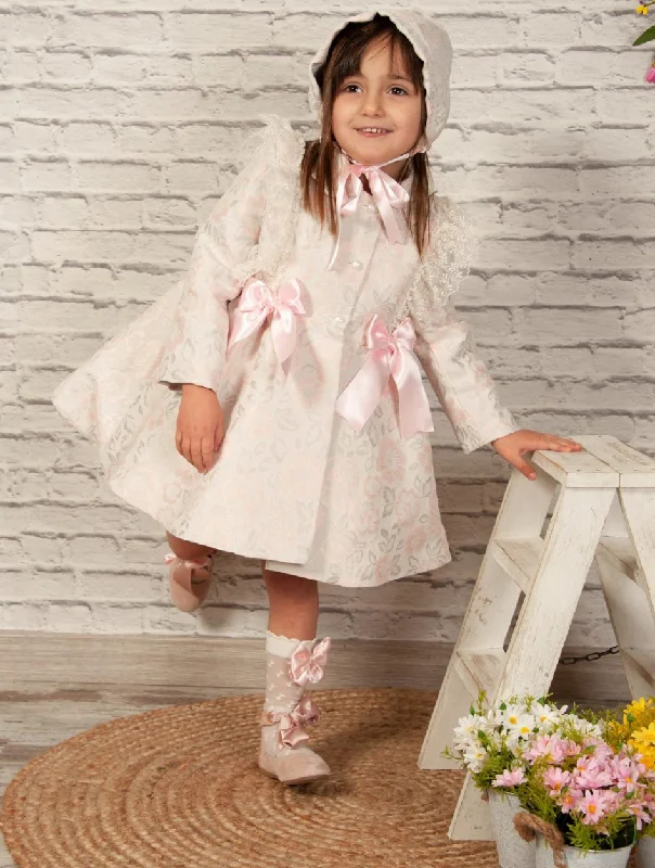 Sonata Pink Patterned Coat Trench Wool Cashmere