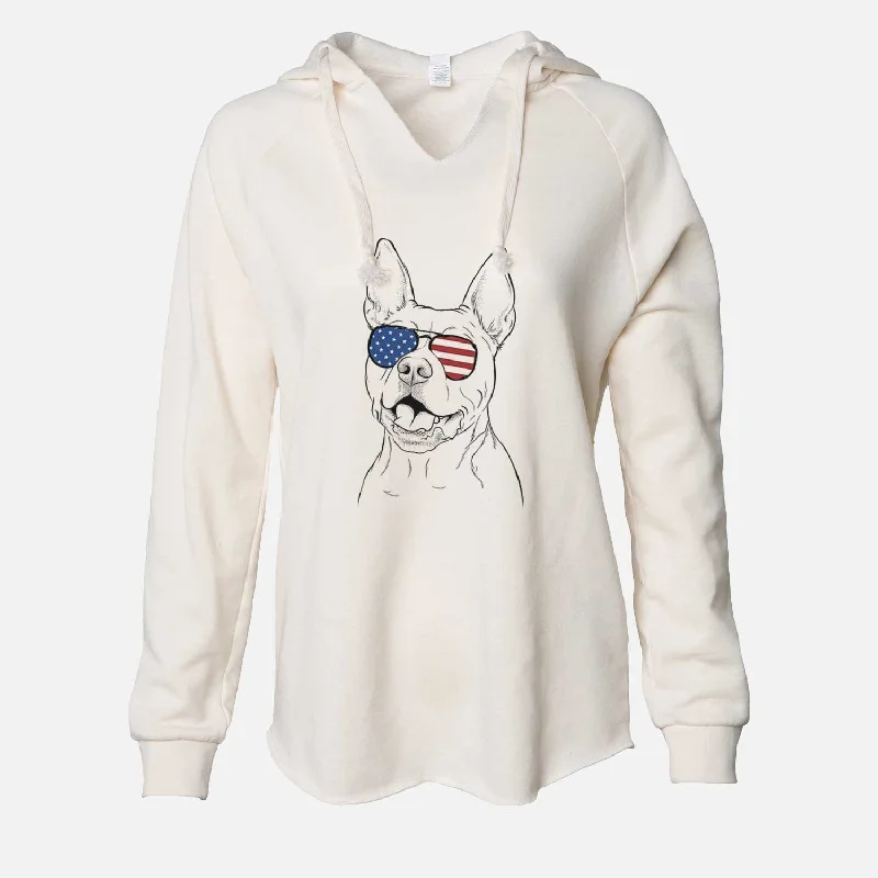 USA Harley the Pitbull - Cali Wave Hooded Sweatshirt Hoodie with High Neck Warm Protective