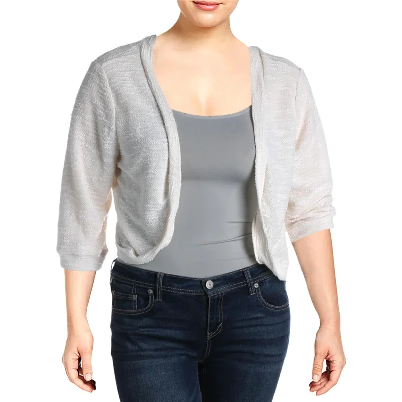 Love Squared Womens Plus Knit Open Front Cardigan Top Handmade Hand-knitted Hand-woven