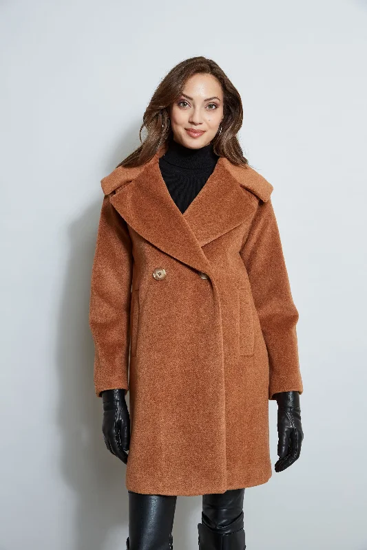 Brushed Double Breasted Coat Jersey Tulle Batik