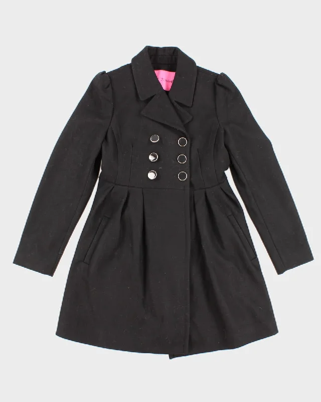 Women's Betsey Johnson All Black  Coat - M Striped Polka Dot Floral