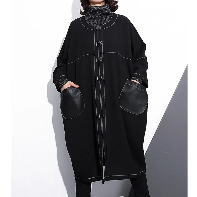 Luxury black maxi coat plus size o neck baggy boutique pockets coats Fleece Down Feather Luxury black maxi coat plus size o neck baggy boutique pockets coats Fleece Down Feather