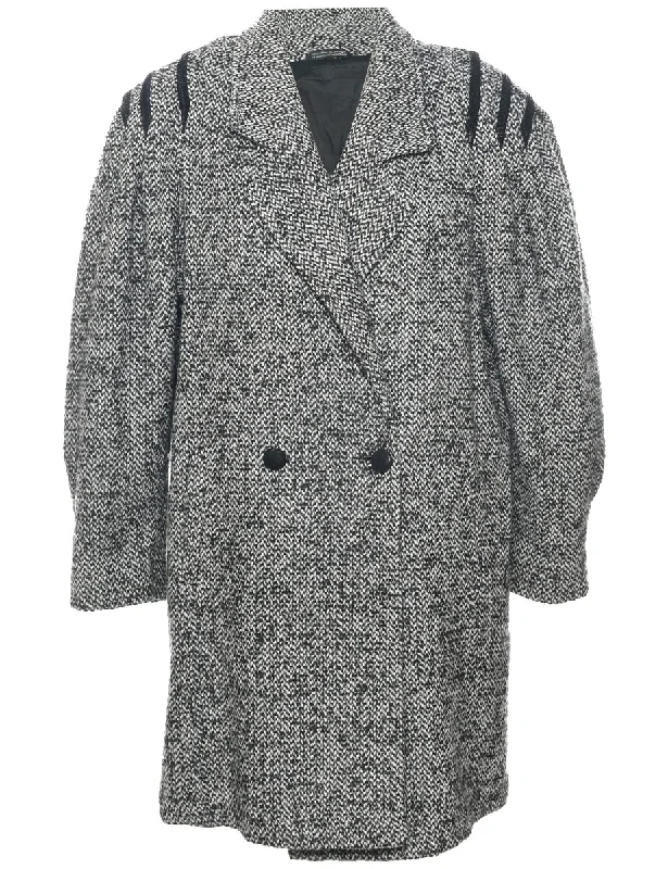 Double Breasted Wool Coat - L Anorak Windbreaker Fleece