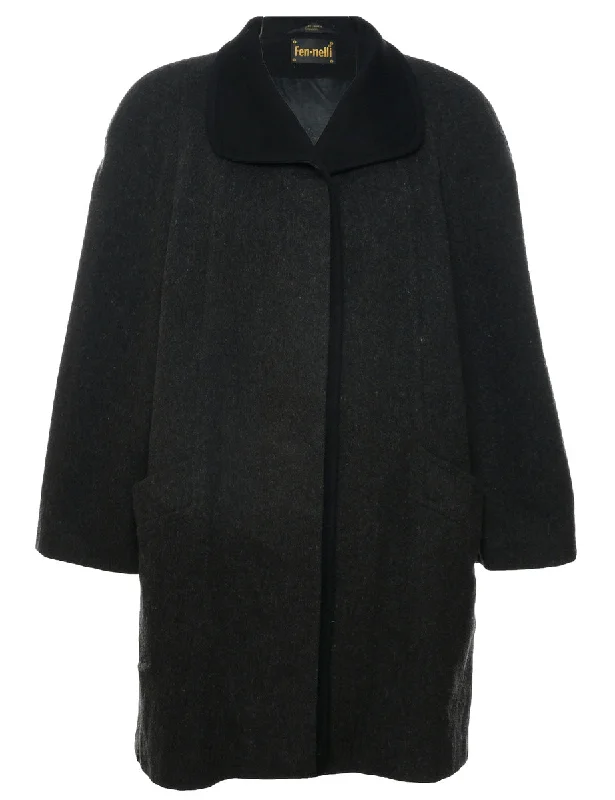 Dark Grey Wool Coat - XL Trench Wool Cashmere