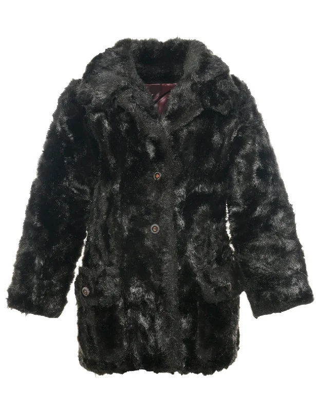Dark Brown Faux Fur Coat - L Coat Overcoat Trench Coat