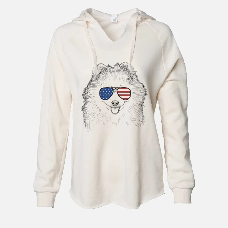 USA Piper Jo the Pomeranian - Cali Wave Hooded Sweatshirt Hoodie with Contrast Stitching Detailed Premium USA Piper Jo the Pomeranian - Cali Wave Hooded Sweatshirt Hoodie with Contrast Stitching Detailed Premium