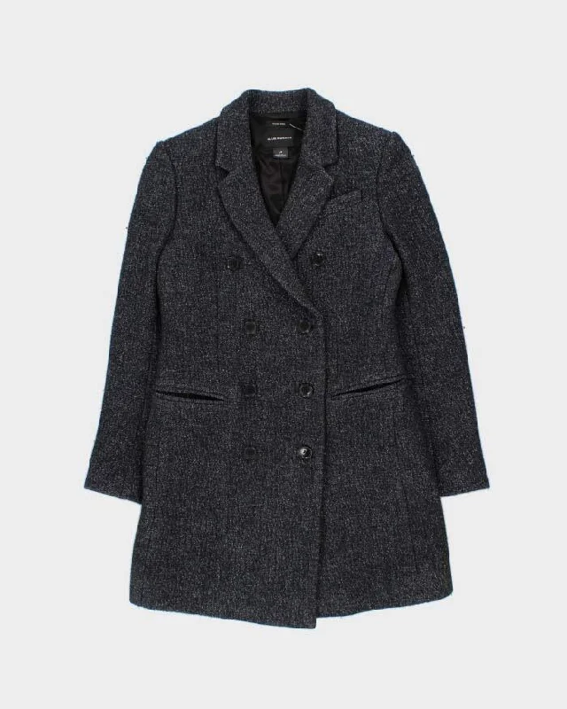 Club Monaco Navy Short Coat - XS Peter Pan Collar Cowl Neck Turtleneck