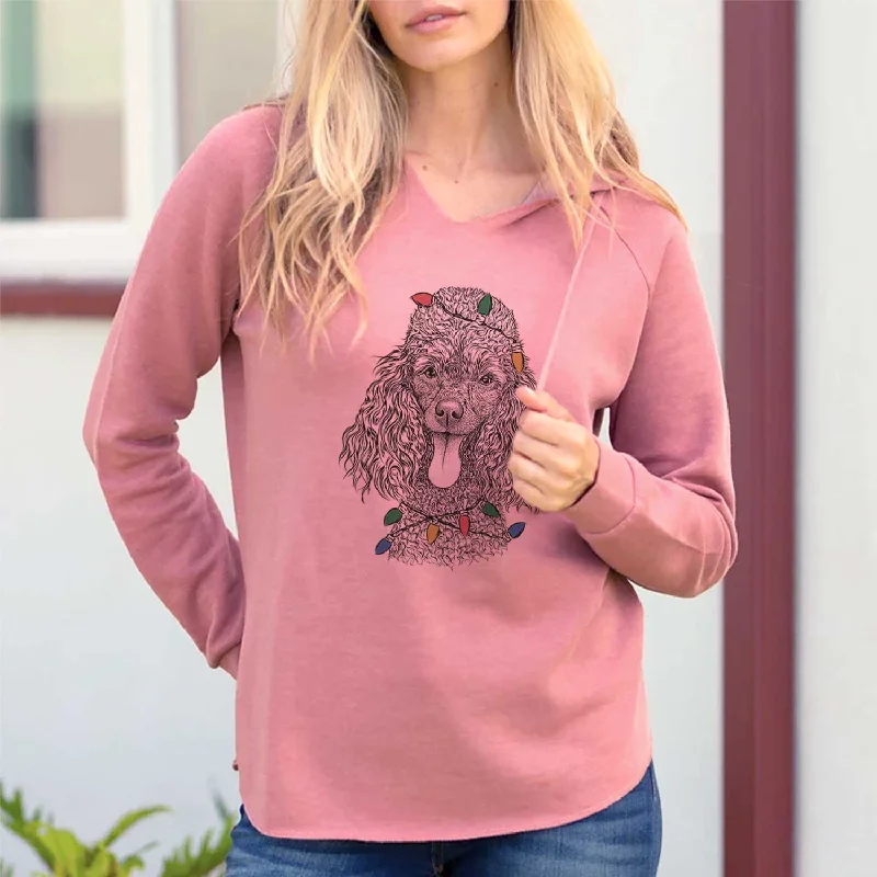 Christmas Lights Teddy the Mini Poodle - Cali Wave Hooded Sweatshirt Hoodie with High-Low Hem Asymmetrical Trendy Christmas Lights Teddy the Mini Poodle - Cali Wave Hooded Sweatshirt Hoodie with High-Low Hem Asymmetrical Trendy