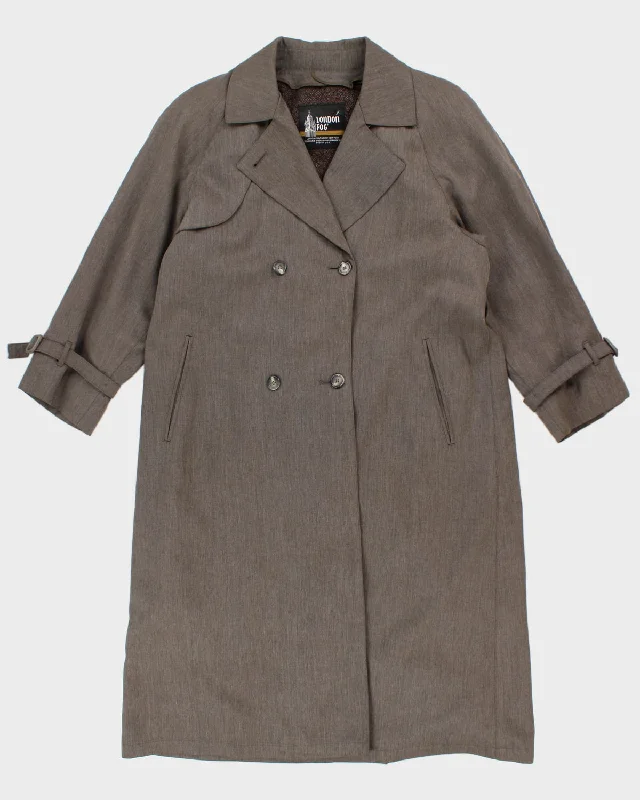 London Fog Thick Trench Coat - L Suede Faux Fur Shearling