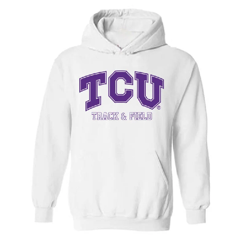 TCU - NCAA Women's Track & Field : Maria Bienvenu - Classic Shersey Hooded Sweatshirt Hoodie with Back Slit Movement Comfort TCU - NCAA Women's Track & Field : Maria Bienvenu - Classic Shersey Hooded Sweatshirt Hoodie with Back Slit Movement Comfort