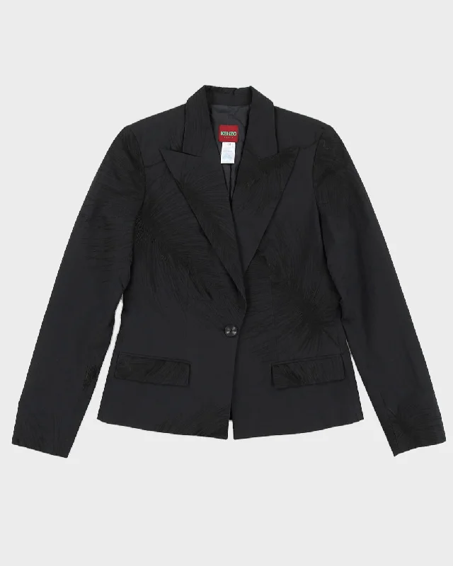 Kenzo Black Feather Pattern Blazer - S Women's Professional Jacket