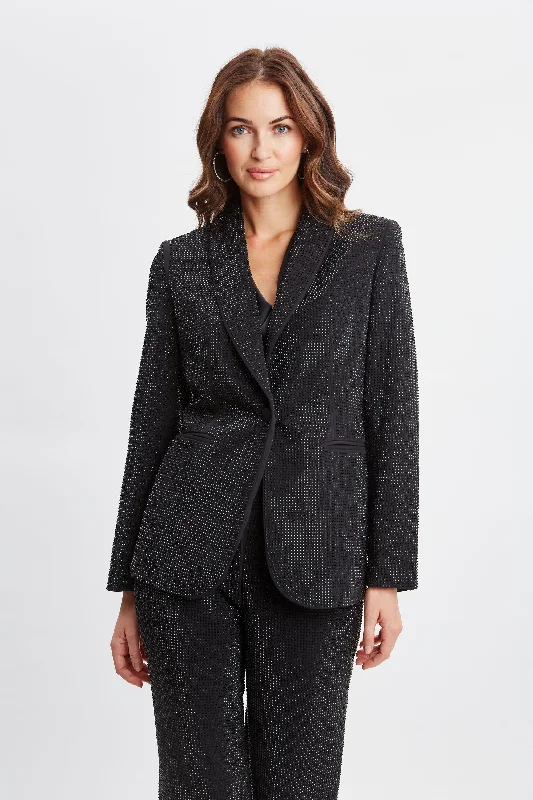 Rhinestone Embellished Blazer Plus Size Women's Coat