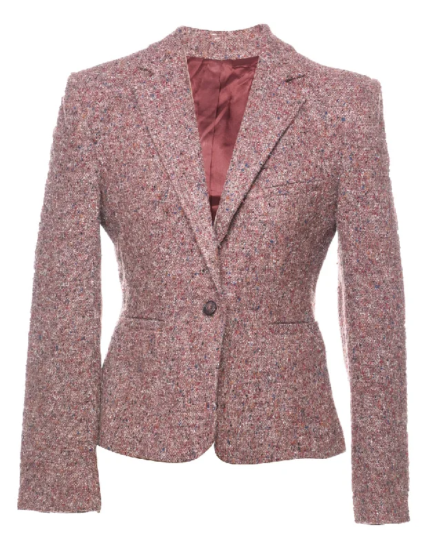 Plum Textured Wool Blazer - S Women's Unique Blazer