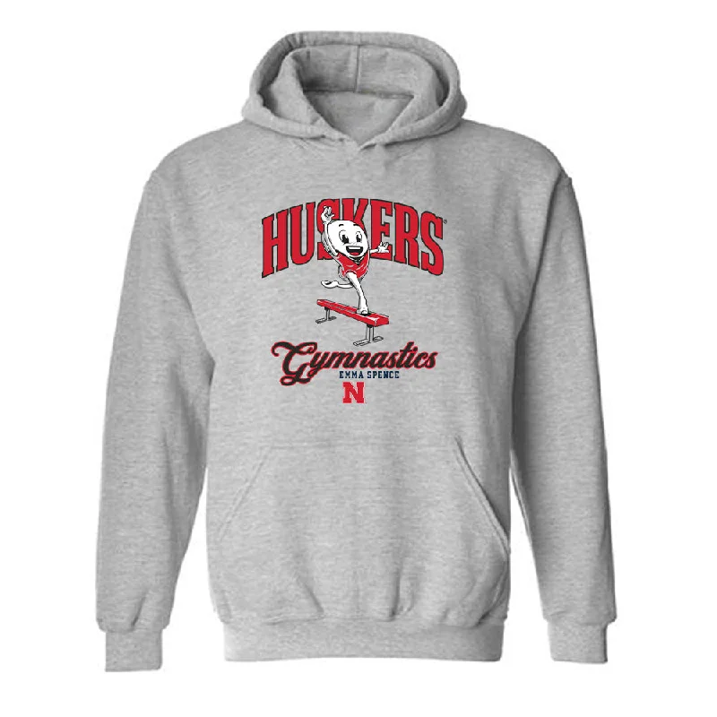 Nebraska - NCAA Women's Gymnastics : Emma Spence - Fashion Shersey Hooded Sweatshirt Hoodie with V-Neck Classic Versatile Nebraska - NCAA Women's Gymnastics : Emma Spence - Fashion Shersey Hooded Sweatshirt Hoodie with V-Neck Classic Versatile