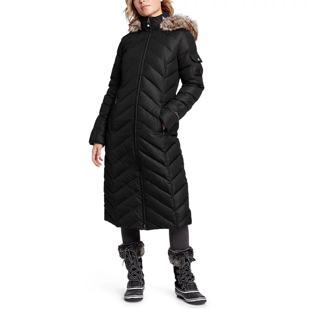 Women's Crystal Ridge Down Duffle Coat Embroidered Appliqued Beaded