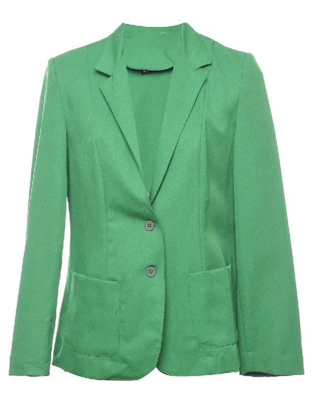 Button Front Green Blazer - M Women's Trendy Jacket
