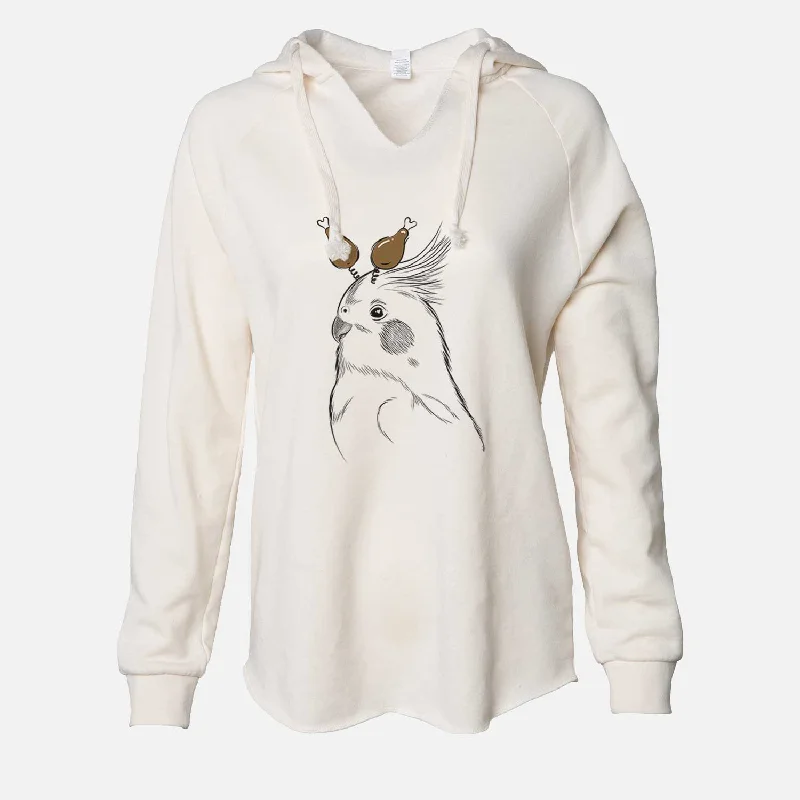 Thanksgiving Charlie the Cockatiel - Cali Wave Hooded Sweatshirt Hoodie with Hem Raw Edge Edgy Unfinished Thanksgiving Charlie the Cockatiel - Cali Wave Hooded Sweatshirt Hoodie with Hem Raw Edge Edgy Unfinished