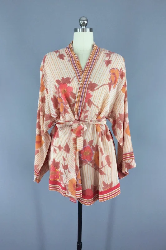 Vintage Silk Sari Cardigan Collared Crew Neck Turtle Neck