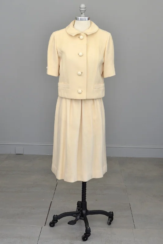 1950s Cream Cashmere Blazer Skirt Suit Women's Vintage Suit