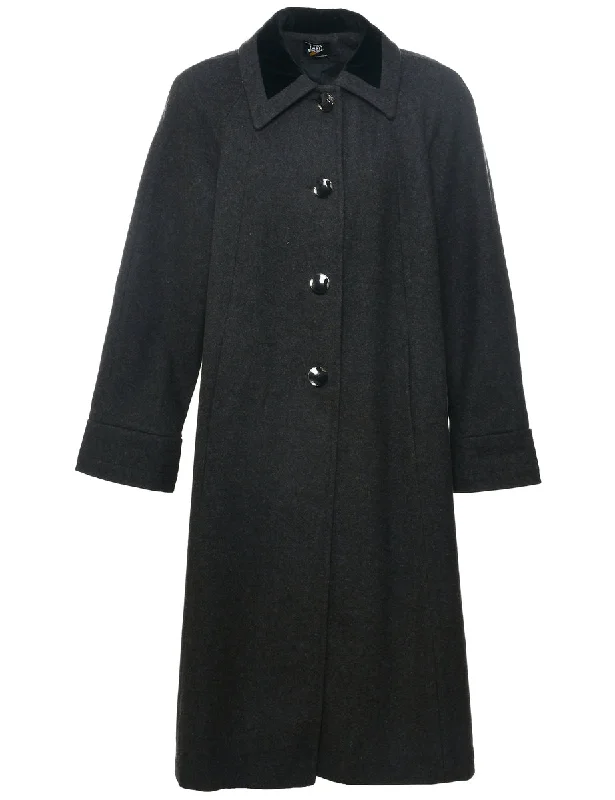 Single Breasted Wool Coat - L Buttoned Zippered Snapped