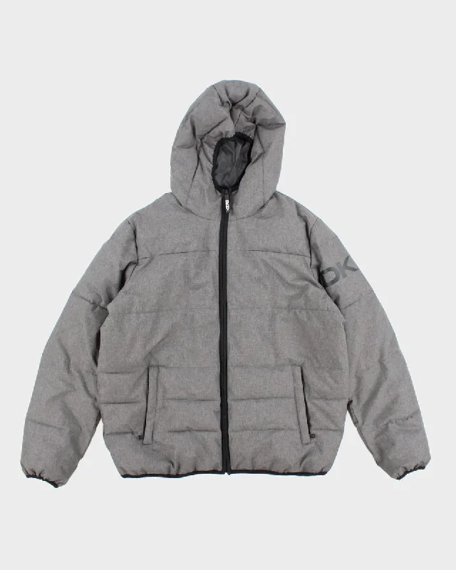 Womens Grey DKNY Puffer Coat - L Vent Hem Cuff