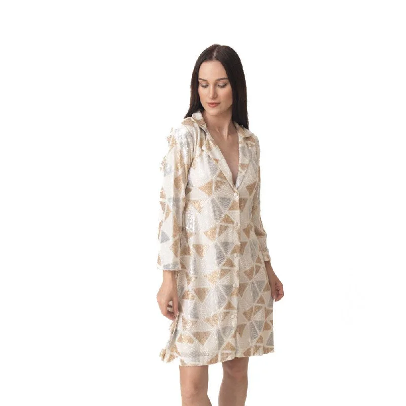 Lara Blazer Dress with All over Gold and Silver Sequins Work Women's Simple Blazer