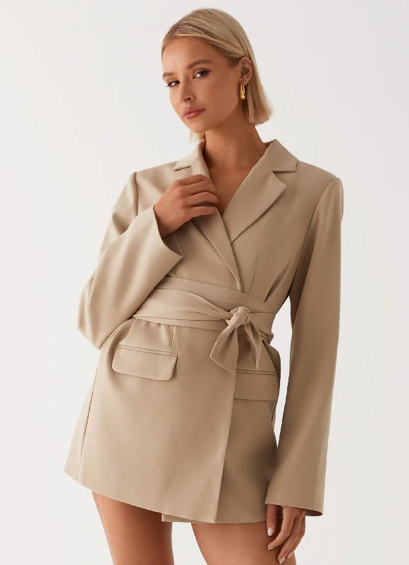 Clara Blazer Dress - Brown Women's Warm Suit