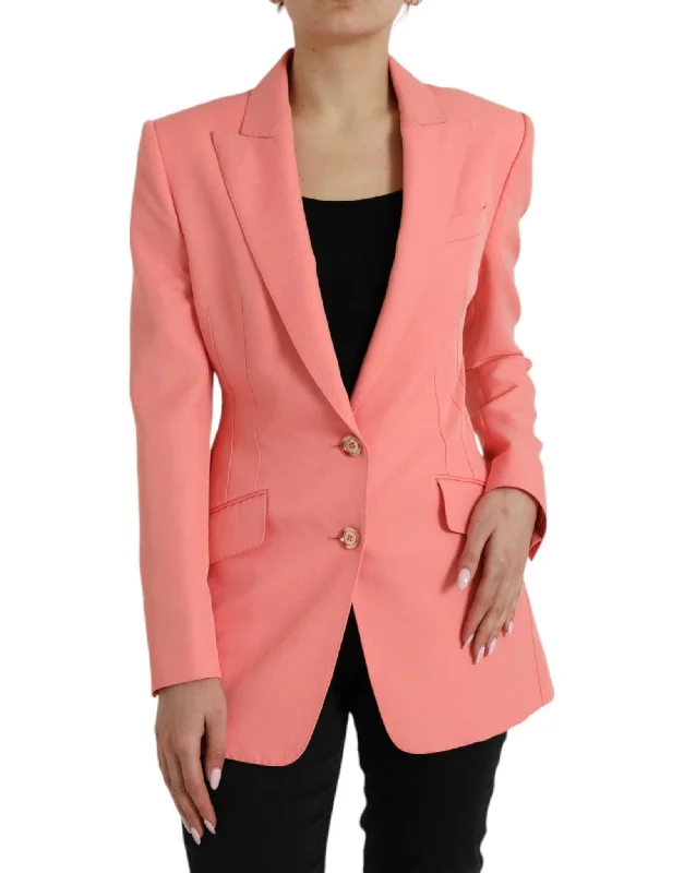 Dolce & Gabbana Chic Pink Peak Lapel Blazer Women's Patchwork Suit