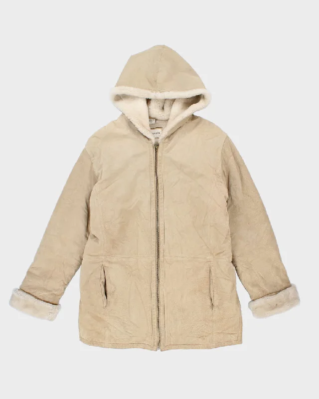 Vintage St John's Bay Fleece Lined Hooded Suede Coat - S Lapel Coat Peter Pan Collar Coat Cowl Neck Coat Vintage St John's Bay Fleece Lined Hooded Suede Coat - S Lapel Coat Peter Pan Collar Coat Cowl Neck Coat