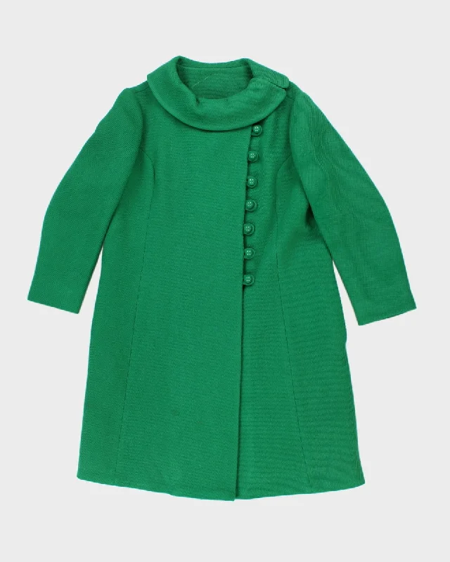 Vintage 60's Darling Green Heavy Coat - M Mesh Canvas Denim