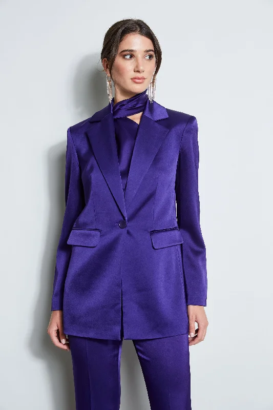 Satin Boyfriend Blazer Women's Elegant Suit