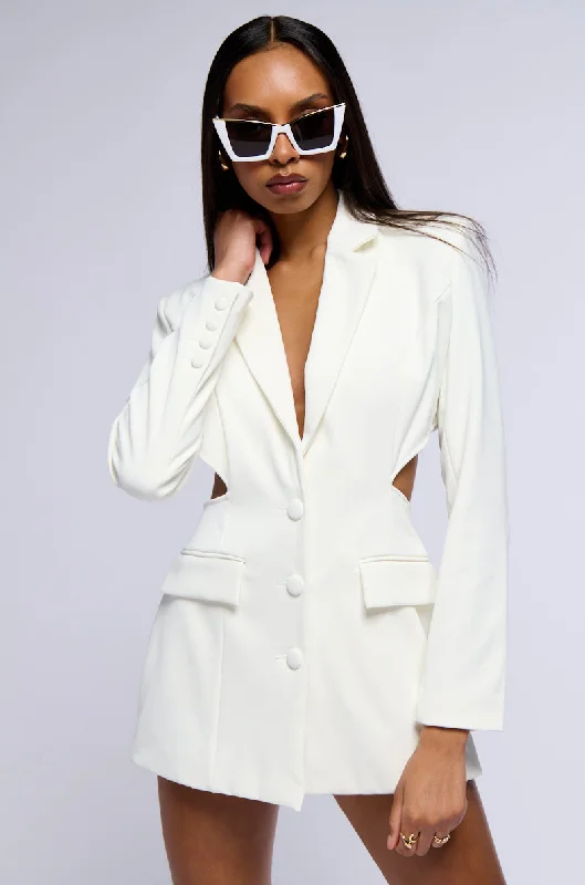 BIRDY BLAZER WITH BACK CUT OUT IN WHITE Women's Fashion Blazer