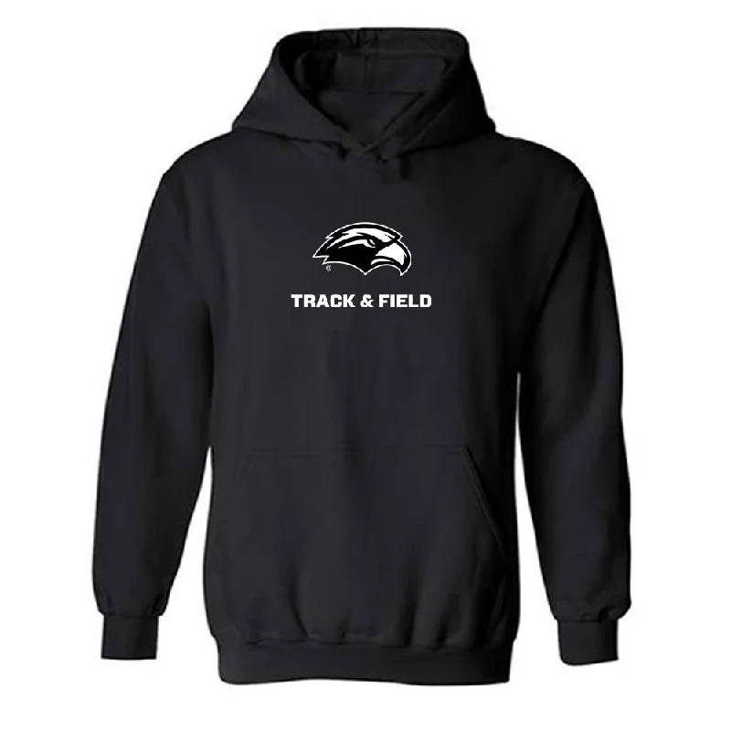 Southern Miss - NCAA Women's Track & Field : Alana Simon - Hooded Sweatshirt Hoodie with Raglan Sleeves Sporty Comfortable Southern Miss - NCAA Women's Track & Field : Alana Simon - Hooded Sweatshirt Hoodie with Raglan Sleeves Sporty Comfortable